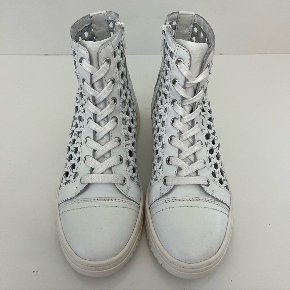 FREE PEOPLE Hayes Woven Leather High Top Sneakers in Ivory - Picture 5 of 13